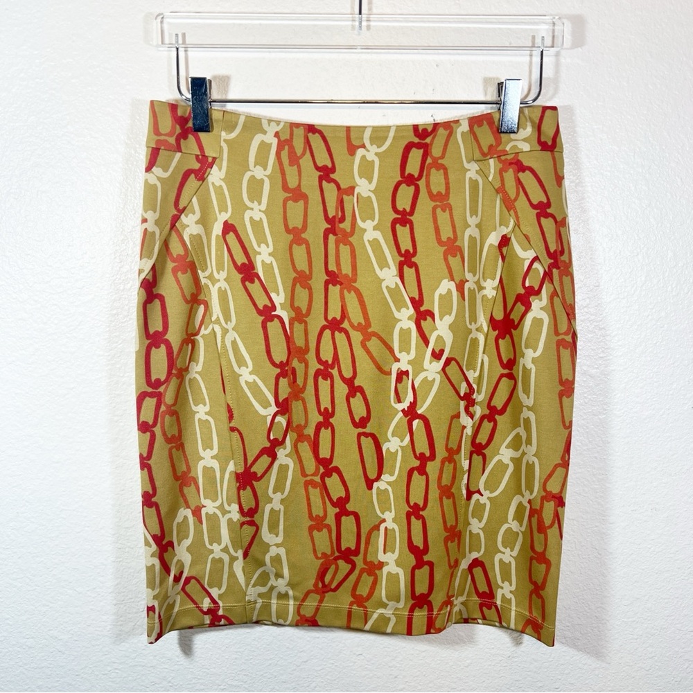 J McLaughlin Leslie pencil skirt interlocking chain print NWT